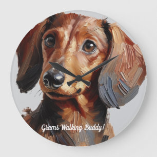 Grande Horloge Ronde Pet Dachshund Personnaliser l'horloge murale