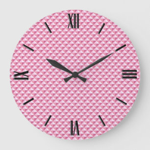 Grande Horloge Ronde Pétale rose, look émail, grille cloutée
