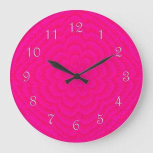 Grande Horloge Ronde Pétales stratifiés Mur arrondi Horloge-ROSE