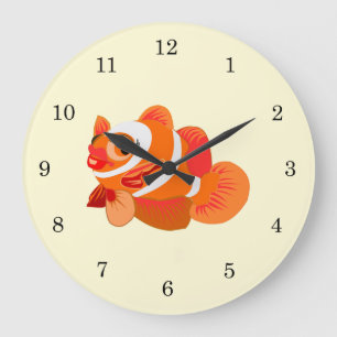 Grande Horloge Ronde Petit poisson orange