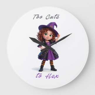 Grande Horloge Ronde Petite Sorcière Fille de Sortilèges et Étincelles
