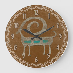 Grande Horloge Ronde Pétroglyphe de mouflons d'Amérique