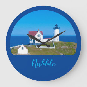 Grande Horloge Ronde Phare de Nubble Light Blue Ocean Maine
