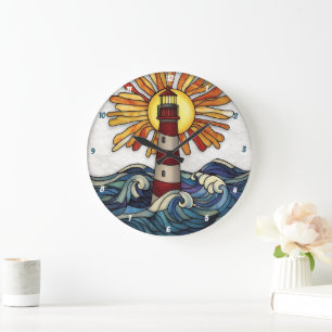 Grande Horloge Ronde Phare Strithouse Vagues Sun Ocean