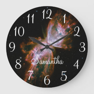 Grande Horloge Ronde Photo Céleste de nébuleuse personnalisée