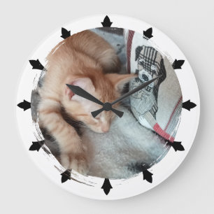 Grande Horloge Ronde Photo de chat, Humour, Remplaçable, Rond
