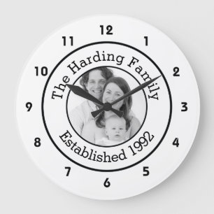 Grande Horloge Ronde Photo de Custom Family Black and White