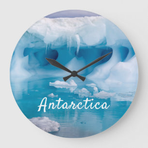 Grande Horloge Ronde Photo de l'iceberg Antarctique avec texte