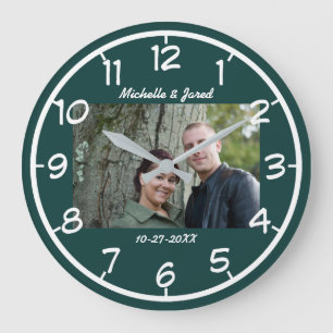 Grande Horloge Ronde Photo de mariage moderne pour couples