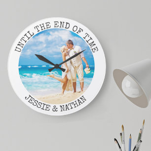 Grande Horloge Ronde Photo de mariage personnalisée jusqu'à la fin des