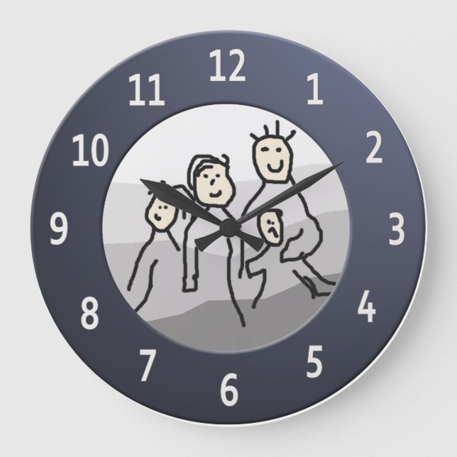 Grande Horloge Ronde Photo de Round Blue Frame Custom (Recto)