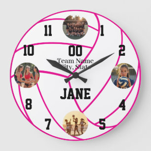 Grande Horloge Ronde Photo de volley-ball personnalisé pour la chambre