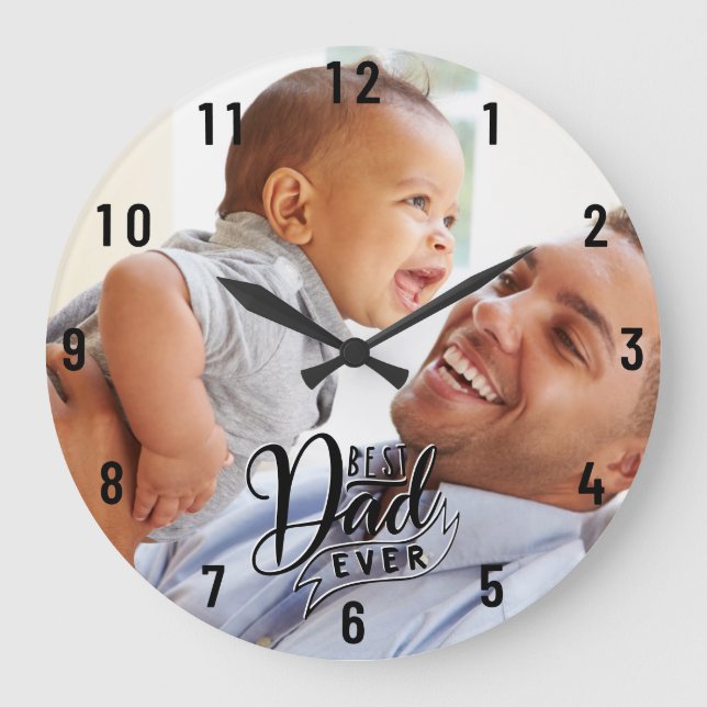 Grande Horloge Ronde Photo du meilleur père moderne (Recto)