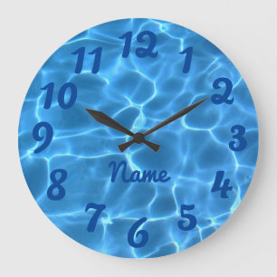 Grande Horloge Ronde Photo en bleu profond personnalisée