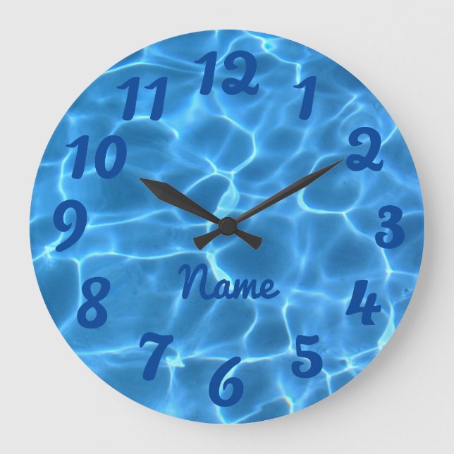 Grande Horloge Ronde Photo en bleu profond personnalisée (Recto)
