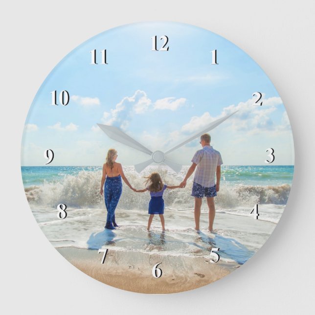 Grande Horloge Ronde Photo personnalisé - Votre propre design - Été - F (Recto)