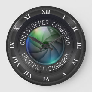 Grande Horloge Ronde Photographe et objectif de caméra d'affaires de
