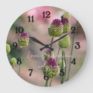 Grande Horloge Ronde Photographie de fleurs de trèfle rose
