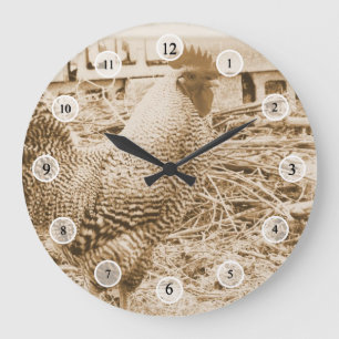 Grande Horloge Ronde Photographie vintage de coq de style