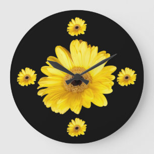 Grande Horloge Ronde Photographies jaunes de marguerite de Gerber