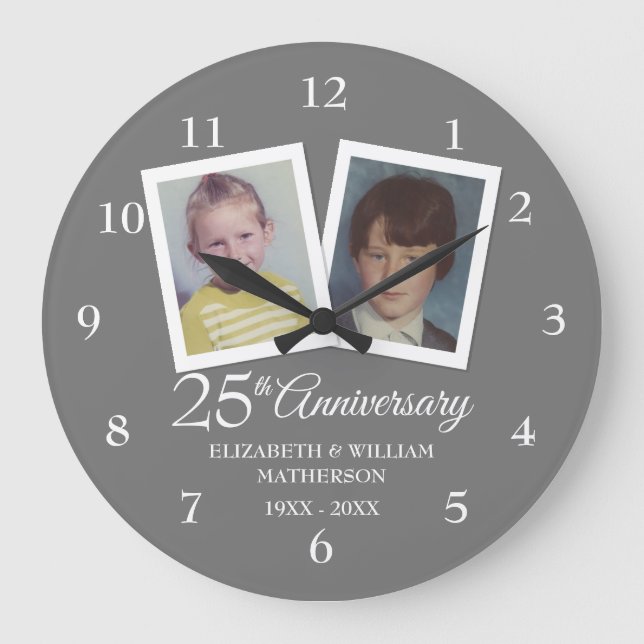 Grande Horloge Ronde Photos du 25e anniversaire de l'Mariage d'argent (Recto)