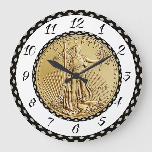GRANDE HORLOGE RONDE PIÈCE DE MONNAIE DE LIBERTÉ D'OR (Recto)