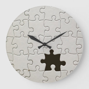 Grande Horloge Ronde Pièce de puzzle blanche manquante