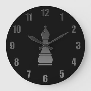 Grande Horloge Ronde Pièce d'échecs noire d'évêque