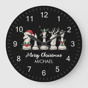 Grande Horloge Ronde Pièces d'échecs personnalisées tendance moderne No