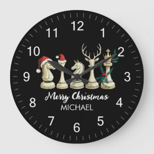 Grande Horloge Ronde Pièces d'échecs personnalisées tendance moderne No