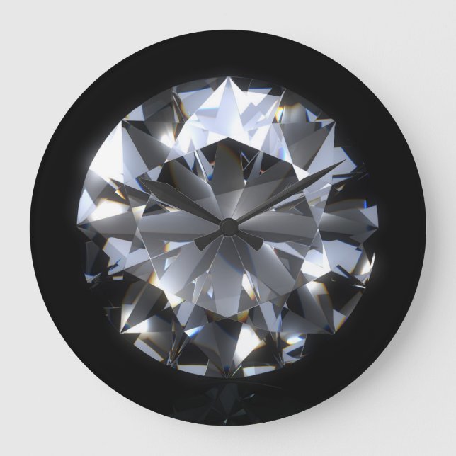 Grande Horloge Ronde Pierre de diamant : l'espace noir brille. (Recto)
