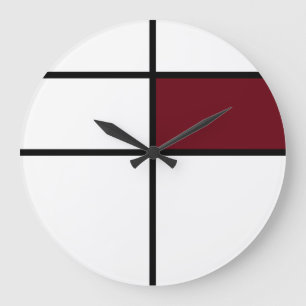 Grande Horloge Ronde Piet Mondrian style design: maroon