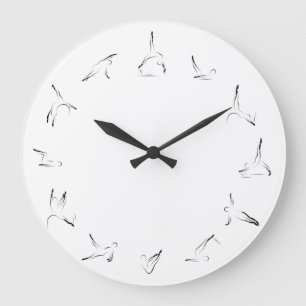 Grande Horloge Ronde Pilates temps!Pilates pose pour l'horloge