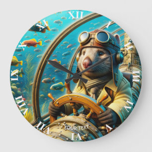 Grande Horloge Ronde Pilote Wombat mignon Imaginaire sous-marin