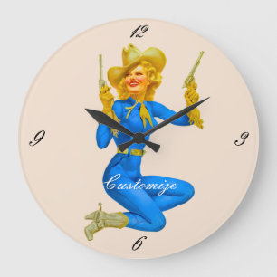 Grande Horloge Ronde Pin-up de la petite fille Thunder_Cove