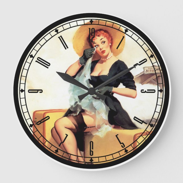 Grande Horloge Ronde Pin-up Girl Wall Clock (Recto)