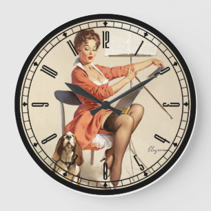 Grande Horloge Ronde Pin-up Girl Wall Clock