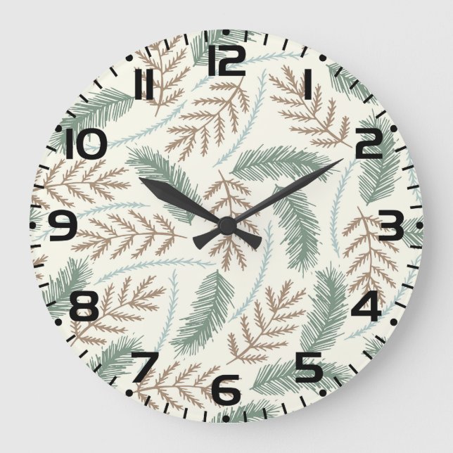 Grande Horloge Ronde Pine and Cedar Evergreen Branches Pattern (Recto)