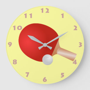 GRANDE HORLOGE RONDE PING PONG PADDDING ET BALL