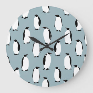 Grande Horloge Ronde Pingouin Bird animal mignonne Motif