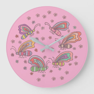 Grande Horloge Ronde Pink Butterfly Lady