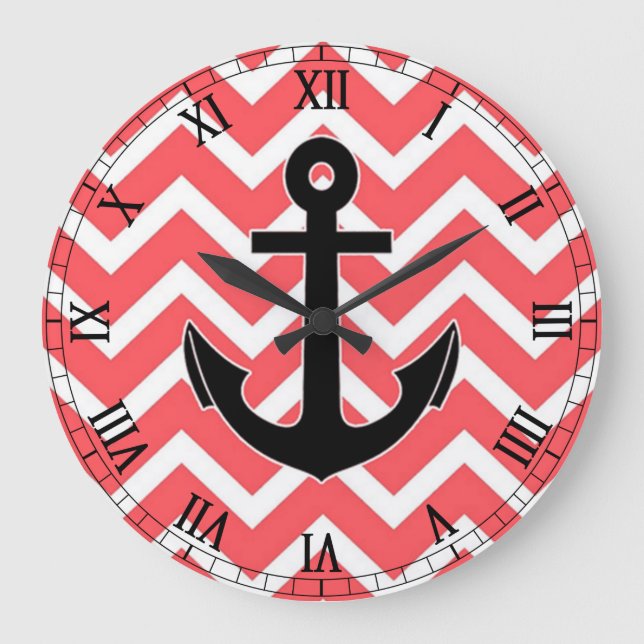 Grande Horloge Ronde Pink Chevron Anchor (Recto)
