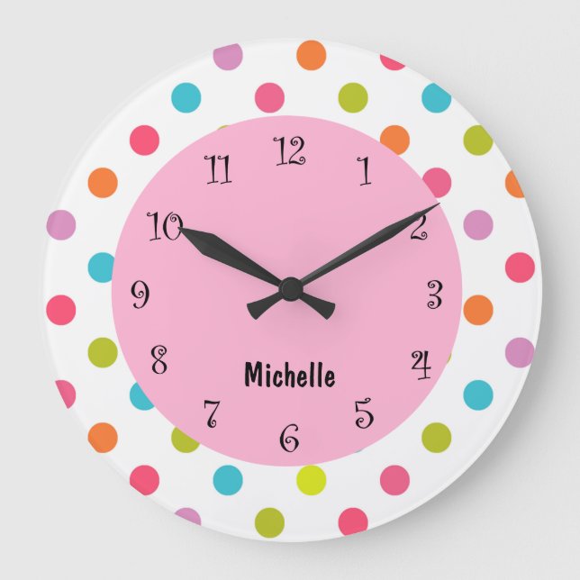Grande Horloge Ronde Pink Girly Clocks (Recto)