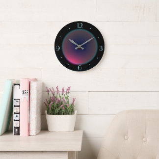 Grande Horloge Ronde Pink Iridescent Moon on Black > Wall clock
