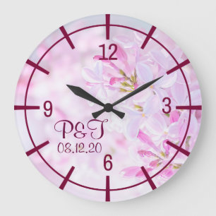 Grande Horloge Ronde Pink lilac flowers stylish