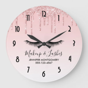 Grande Horloge Ronde Pink Liquid Glitter & Eyelashes
