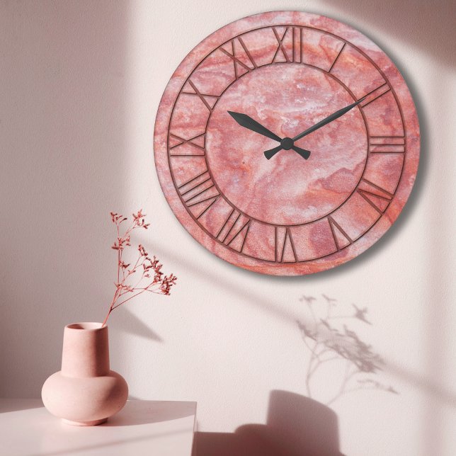 Grande Horloge Ronde Pink Marble Prince Wall Clock (Créateur téléchargé)