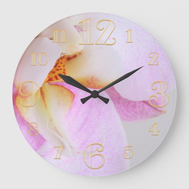 Grande Horloge Ronde Pink Orchid Wall Clock (Recto)