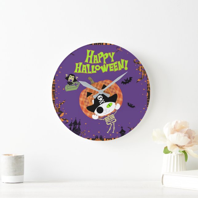 Grande Horloge Ronde Pirate squelette (Maison)