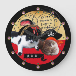 GRANDE HORLOGE RONDE PIRATES ET CARTES DE TRÉSORERIE PIRATES